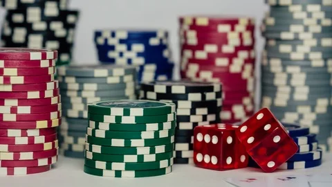 Playing chips at the white background. Stock Footage 91917540