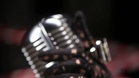 Playing With A Classic Microphone Stock Footage 76473238