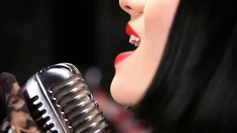 Playing With A Classic Microphone Stock Footage 76474002