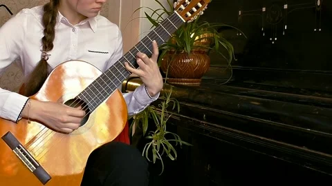 Playing classical guitar Stock Footage 151004706