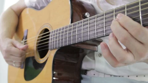 Playing Classical Guitar Isolated On White Stock Footage 98449924