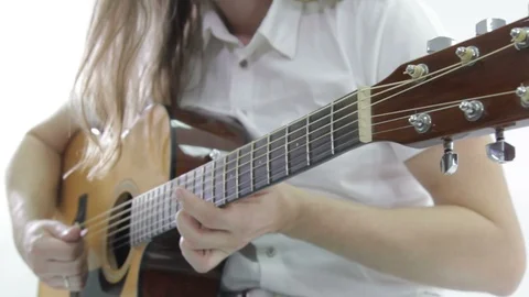 Playing Classical Guitar Isolated On White Stock Footage 98449987