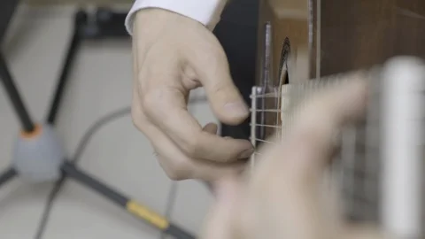 Playing classical guitar. Quick passage. Fast finger Stock Footage 114635140