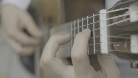 Playing classical guitar. Slow motion Stock Footage 114627095