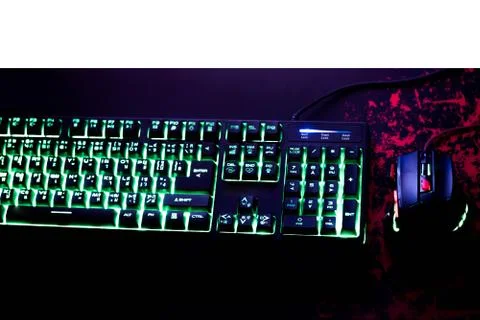 Playing computer game with gaming gear. Stock Photos