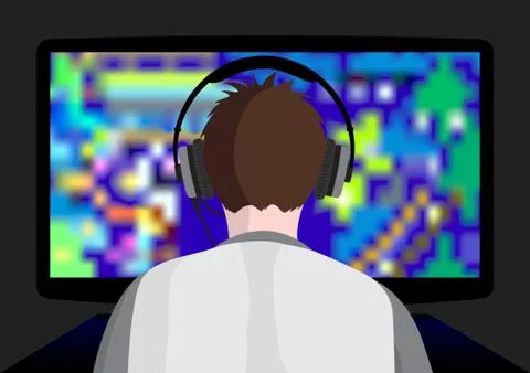 Playing computer game Stock Illustration