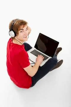 Playing computer games Stock Photos