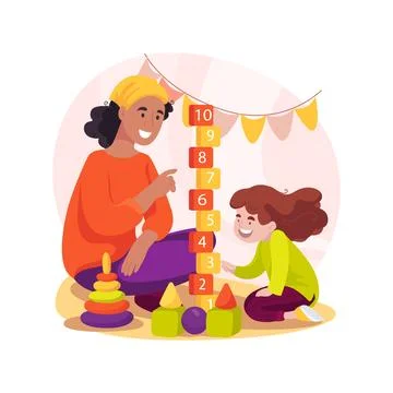 Playing construction game isolated cartoon vector illustration. Stock Illustration