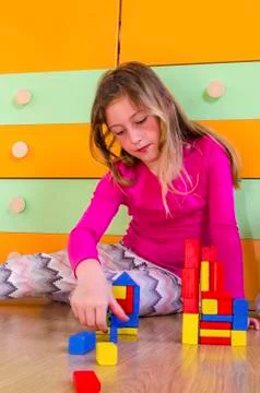 Playing with construction toy blocks Stock Photos