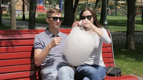 Playing With Cotton Candy Stock Footage 78334920