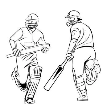Playing cricket Stock Illustration