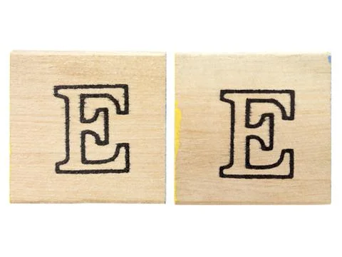 Playing cubes with alphabet e Stock Photos