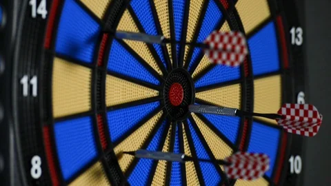 Playing darts on electronic dartboard Video stock 71797316