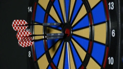 Playing darts on electronic dartboard Stock Footage 72034193
