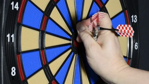 Playing darts on electronic dartboard Stock Footage 72055713
