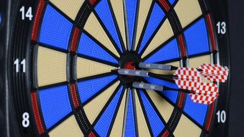 Playing darts on electronic dartboard Stock Footage 72062545