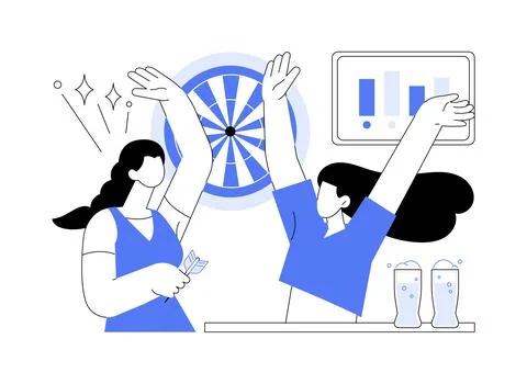 Playing darts isolated cartoon vector illustrations. Ilustración de archivo