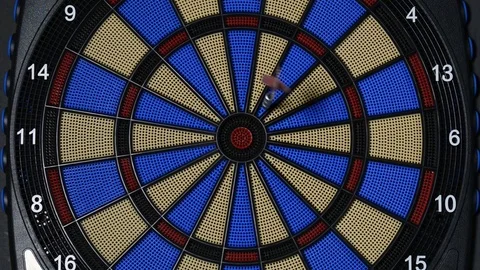 Playing darts in POV Video stock 71803566
