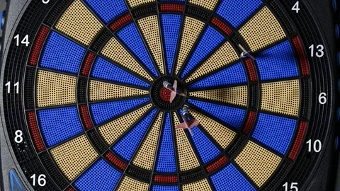 Playing darts in POV Stock Footage 72041809