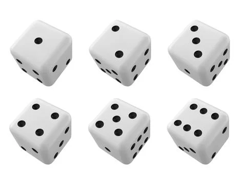 Playing dice 3d - realistic vector white cube Stock Illustration