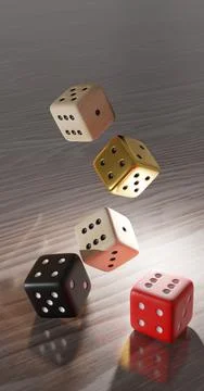 Playing dice. throw a die on the table board game wooden background. Stock Illustration