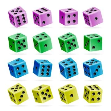 Playing Dice Vector Set. 3d Realistic Cubes With Dot Numbers. Good For Playing Stock Illustration