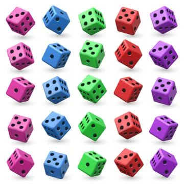 Playing dice vector set. 3d cube with numbers for board casino game Stock Illustration