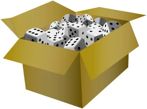 Playing dices in the cardboard box Stock-Illustration