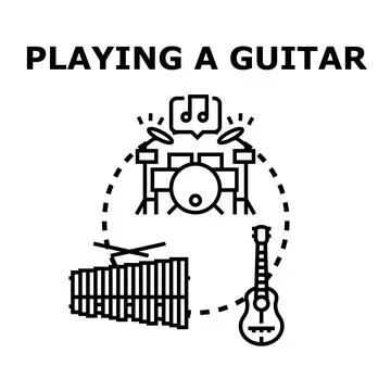 Playing different musical instruments forming music group concept Stock Illustration