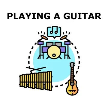 Playing different musical instruments forming music group concept Stock Illustration