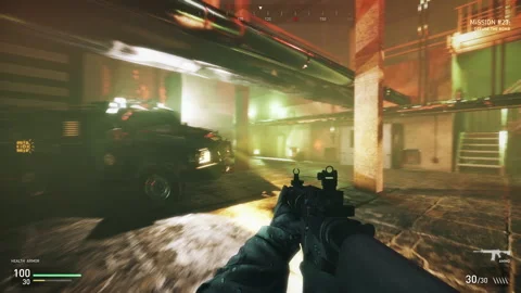 Playing a difficult campaign defuse the bomb challenge in the combat game Stock Footage 202708268