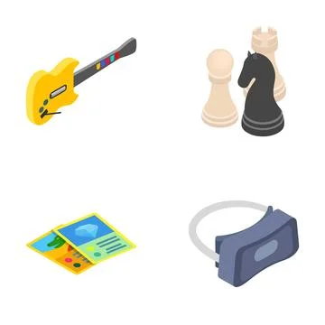 Playing digital and board games, enjoying entertainment hobbies Stock Illustration