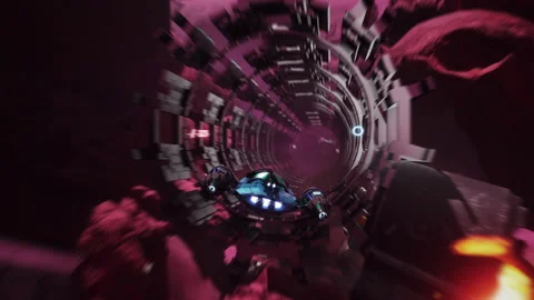 Playing the digital space adventure mission in the modern computer game Stock Footage 305937159