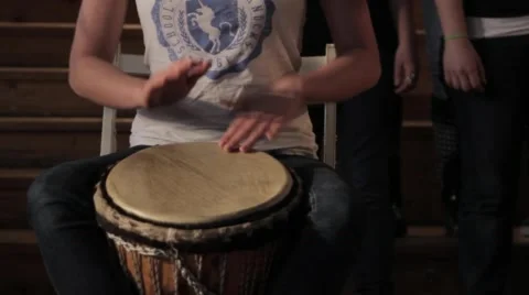 Playing Djembe Drum Stock Footage 49696837