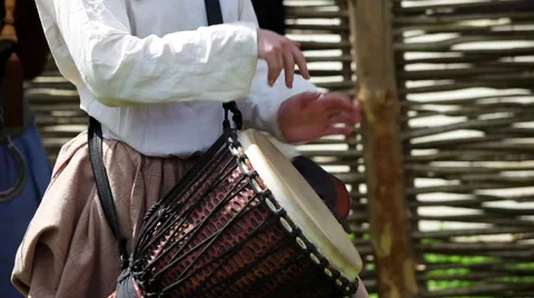 Playing on djembe drum Stock Footage 51929120