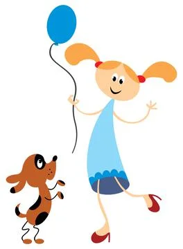 Playing with dog Stock Illustration