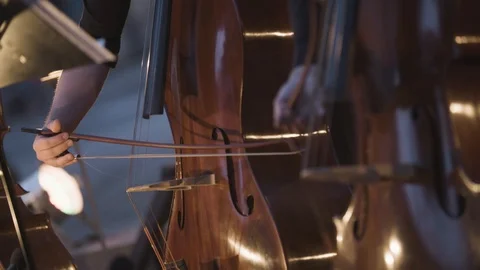 Playing double bass with a bow Видео 92473121