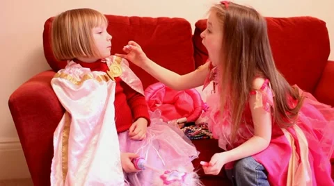 Playing dress up Stock Footage 22637064