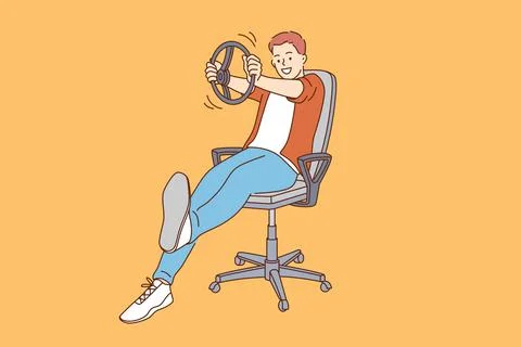 Playing driver and imagination concept Illustrazione stock