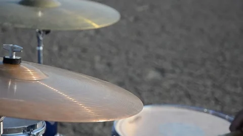 Playing the drum cymbals Stock Footage 66007648