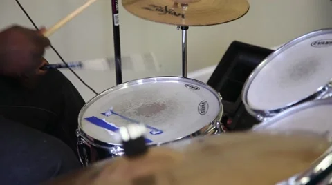 Playing Drum Kit - Tight shot of black hands 스톡 동영상 45362831