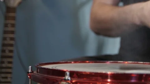 Playing the Drum with Metal Brushes Stock Footage 101434488