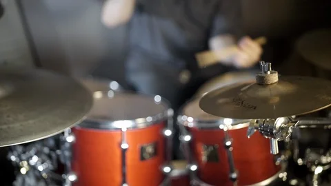 Playing Drum Set Stock Footage 112084516