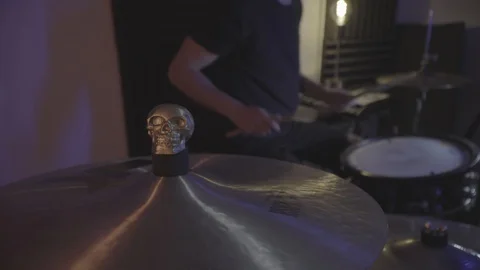 Playing drum side vision ride view Stock Footage 129097653