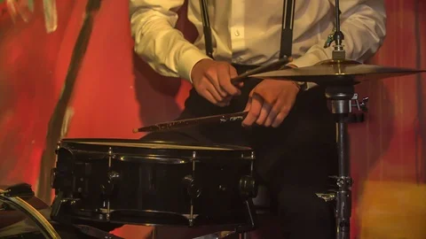 Playing the drums and holding the rhythm Stock Footage 112199043