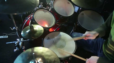 Playing the drums, bass drum Stock Footage 44208423