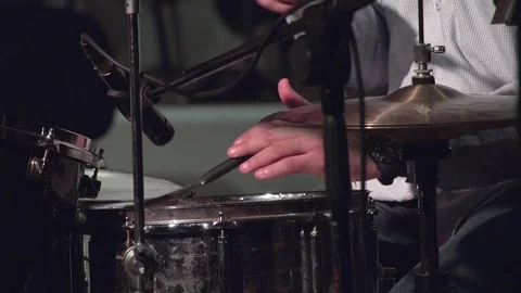Playing the drums with brushes Stock Footage 80867632