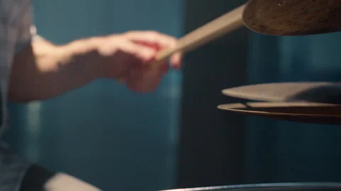 Playing Drums Close Up Stock Footage 263509630
