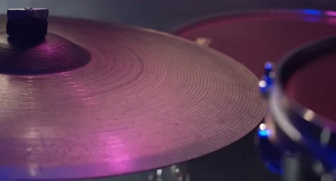 Playing drums cymbal close up Stock Footage 153918483