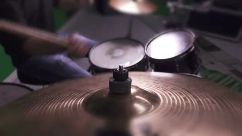 Playing Drums energetically, Crash Cymbal Close Up Stockbeeldmateriaal 81828113